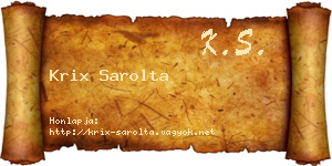 Krix Sarolta névjegykártya